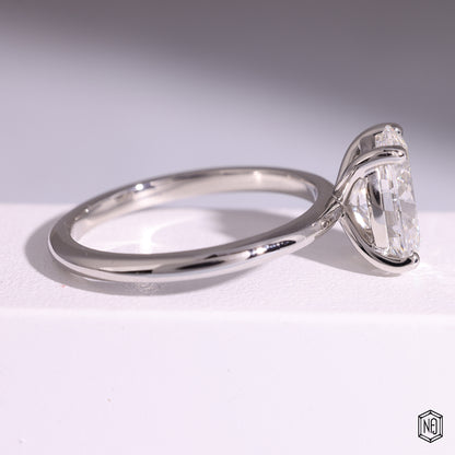 3.05 Carat Oval Cut Lab Grown Diamond Classic Solitaire Engagement Ring - Side Profile Angle