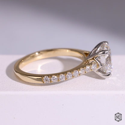 2.51 Carat Round Cut Lab Grown Diamond Two-Tone Solitaire Engagement Ring - Side Profile Angle