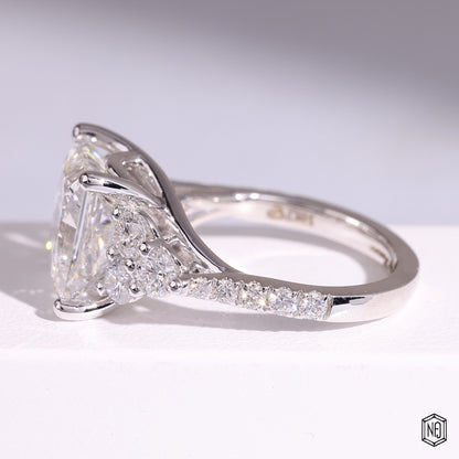 5.09 Carat Princess Cut Lab Grown Diamond Vintage Inspired Heirloom Engagement Ring - Angled Perspective