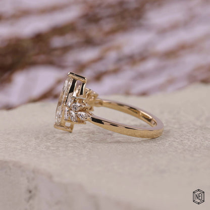1.48 Carat Marquise Cut Lab Grown Diamond Vintage Inspired Heirloom Engagement Ring - Angled Perspective
