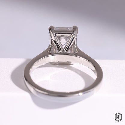 Emerald Cut Lab Grown Diamond Solitaire Engagement Ring with Tapered Shank