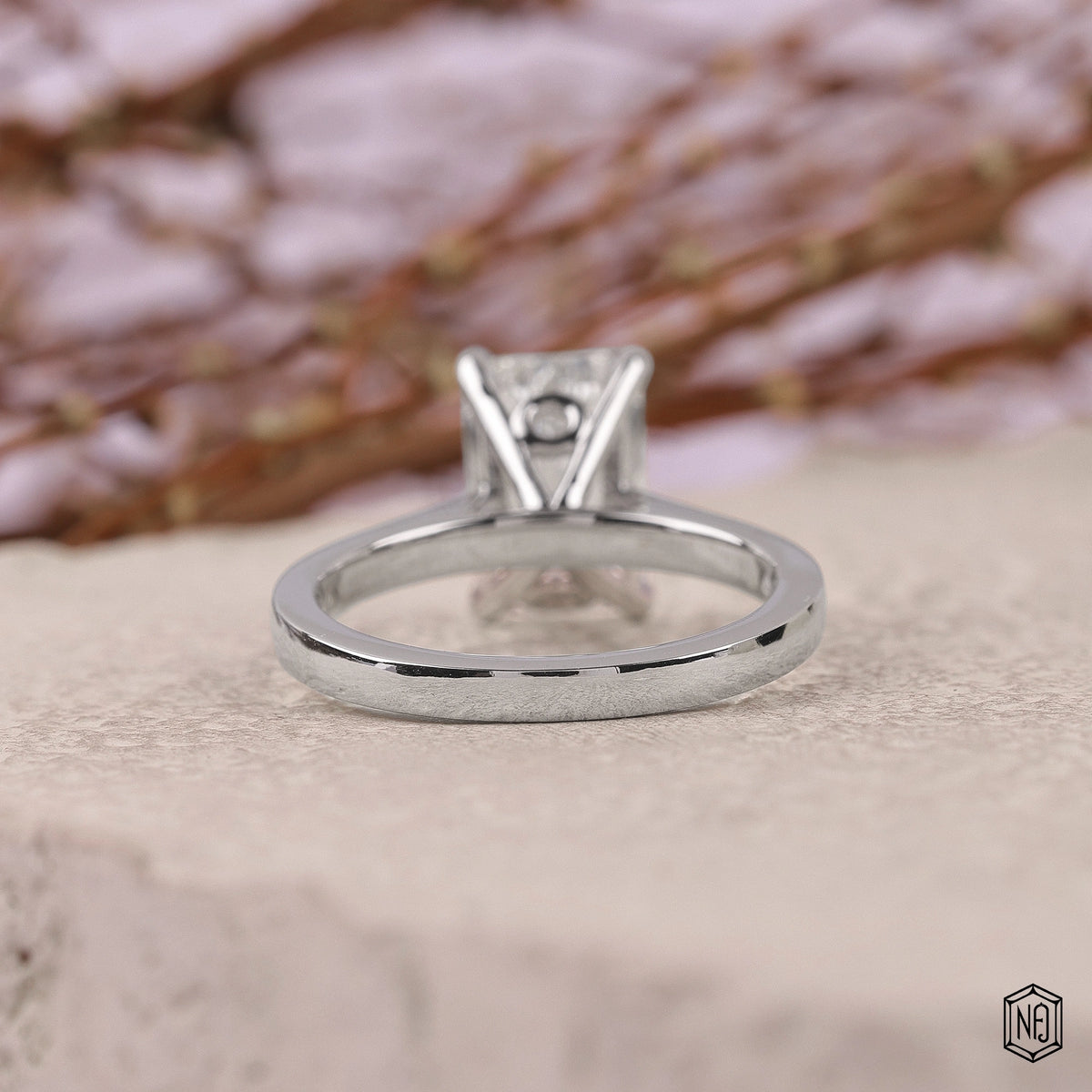 3.51 Carat Emerald Cut Lab Grown Diamond Classic Solitaire Engagement Ring - Hand View / Detail Angle