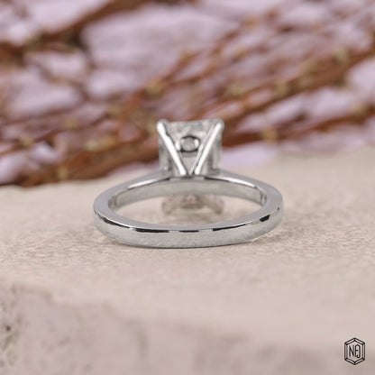 3.51 Carat Emerald Cut Lab Grown Diamond Classic Solitaire Engagement Ring - Hand View / Detail Angle