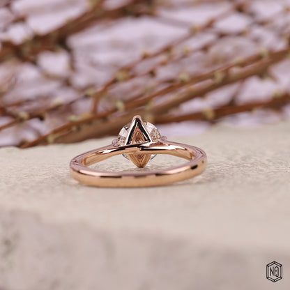 1.05 Carat Round Cut Lab Grown Diamond Classic Solitaire Engagement Ring - Hand View / Detail Angle