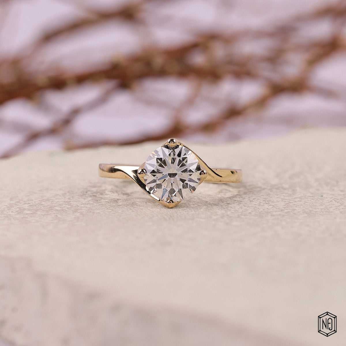 1.61 Carat Round Cut Lab Grown Diamond Classic Solitaire Engagement Ring - Front Top View