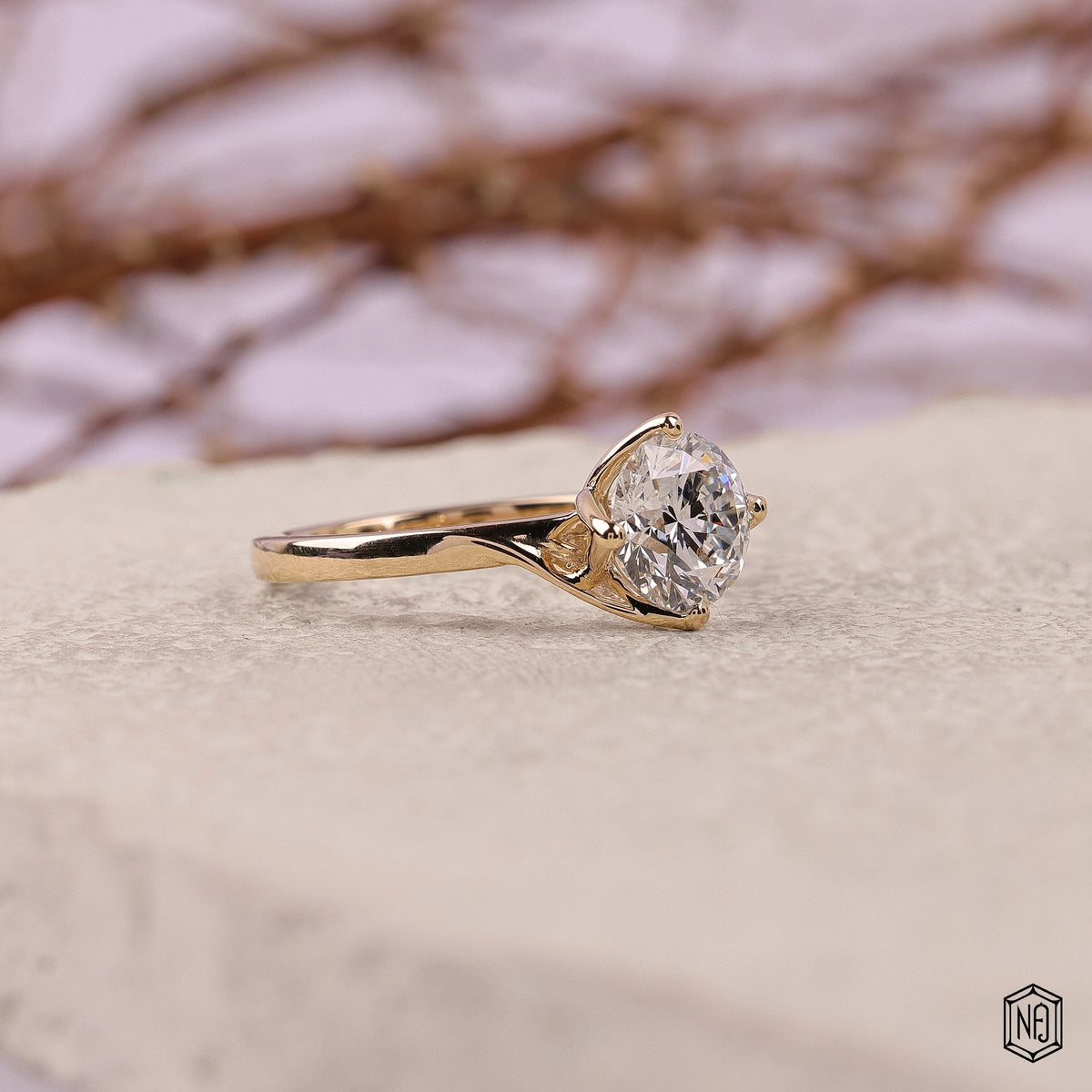 1.61 Carat Round Cut Lab Grown Diamond Classic Solitaire Engagement Ring - Gallery & Prongs Detail