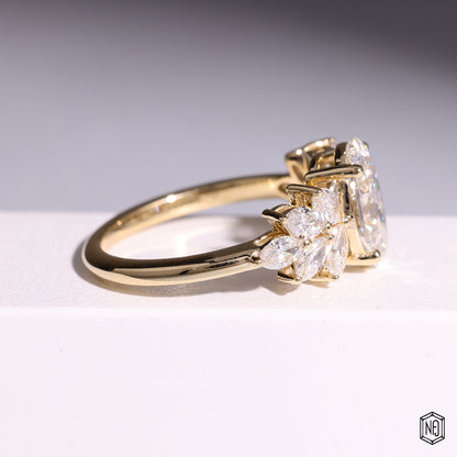 2.57 Carat Oval Cut Lab Grown Diamond Vintage Inspired Heirloom Engagement Ring - Side Profile Angle