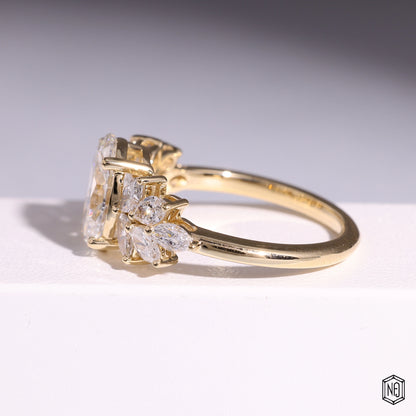 2.57 Carat Oval Cut Lab Grown Diamond Vintage Inspired Heirloom Engagement Ring - Angled Perspective