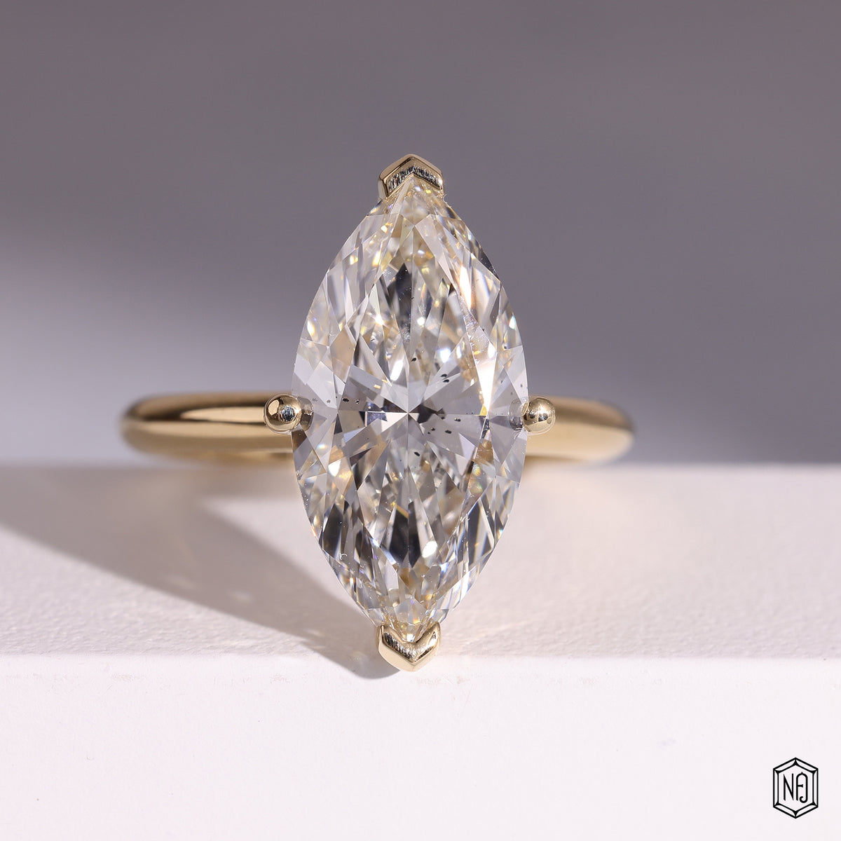 6.05 Carat Marquise Cut Lab Grown Diamond Classic Solitaire Engagement Ring - Front Top View