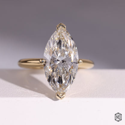 6.05 Carat Marquise Cut Lab Grown Diamond Classic Solitaire Engagement Ring - Front Top View