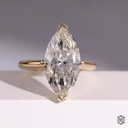 6.05 Carat Marquise Cut Lab Grown Diamond Classic Solitaire Engagement Ring - Front Top View