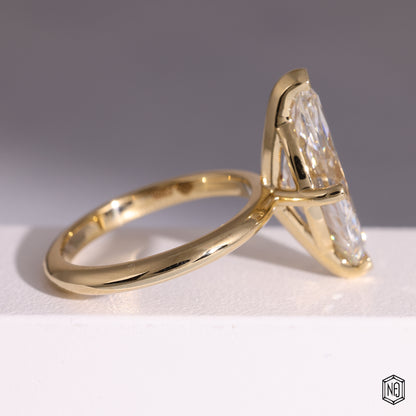 6.05 Carat Marquise Cut Lab Grown Diamond Classic Solitaire Engagement Ring - Side Profile Angle