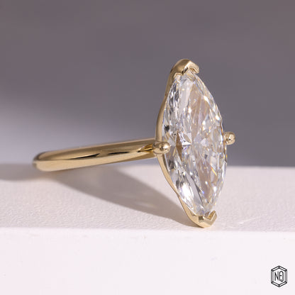 6.05 Carat Marquise Cut Lab Grown Diamond Classic Solitaire Engagement Ring - Gallery & Prongs Detail