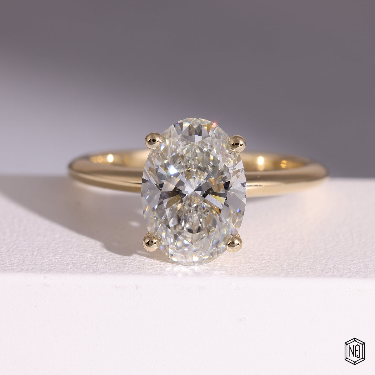 1.56 Carat Oval Cut Lab Grown Diamond Classic Solitaire Engagement Ring - Front Top View