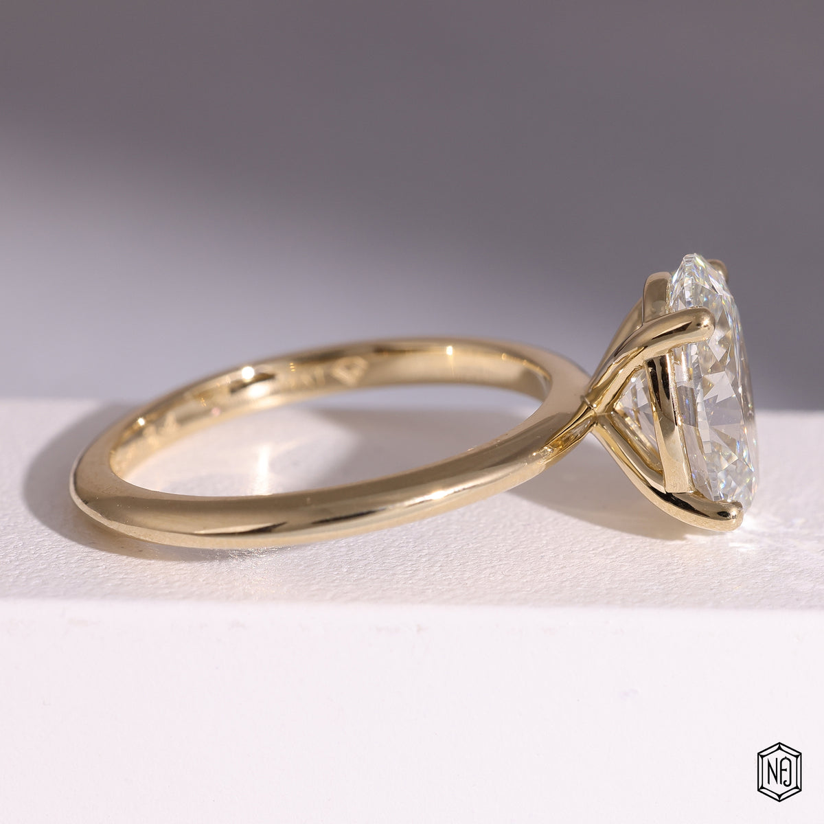 1.56 Carat Oval Cut Lab Grown Diamond Classic Solitaire Engagement Ring - Side Profile Angle