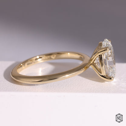 1.56 Carat Oval Cut Lab Grown Diamond Classic Solitaire Engagement Ring - Side Profile Angle