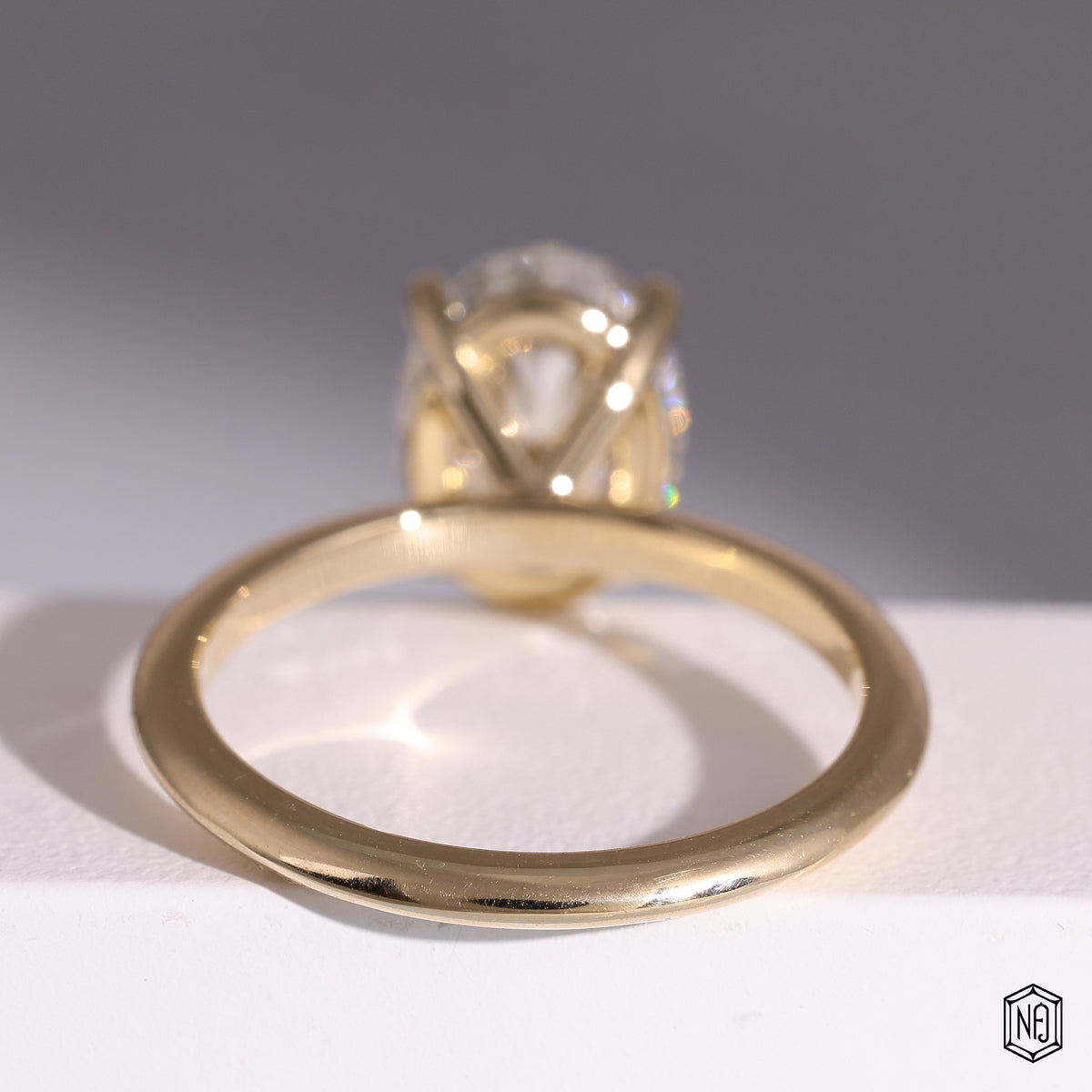 1.56 Carat Oval Cut Lab Grown Diamond Classic Solitaire Engagement Ring - Hand View / Detail Angle