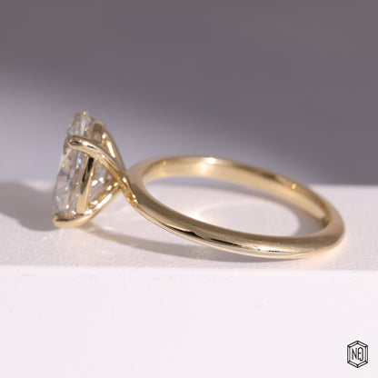 1.56 Carat Oval Cut Lab Grown Diamond Classic Solitaire Engagement Ring - Angled Perspective