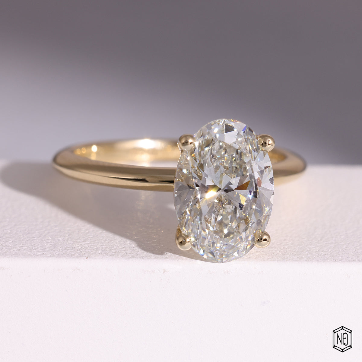 1.56 Carat Oval Cut Lab Grown Diamond Classic Solitaire Engagement Ring - Gallery & Prongs Detail