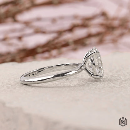 2.56 Carat Oval Cut Lab Grown Diamond Classic Solitaire Engagement Ring - Side Profile Angle