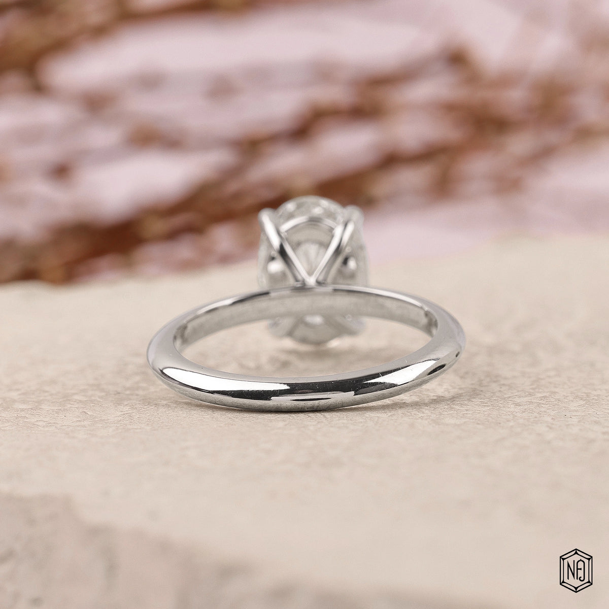 2.56 Carat Oval Cut Lab Grown Diamond Classic Solitaire Engagement Ring - Hand View / Detail Angle