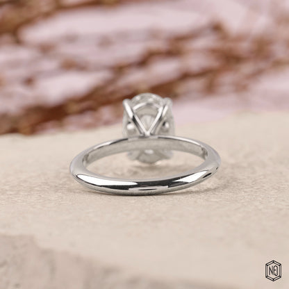2.56 Carat Oval Cut Lab Grown Diamond Classic Solitaire Engagement Ring - Hand View / Detail Angle