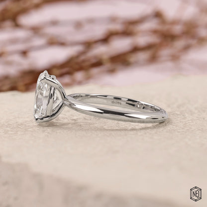 2.56 Carat Oval Cut Lab Grown Diamond Classic Solitaire Engagement Ring - Angled Perspective