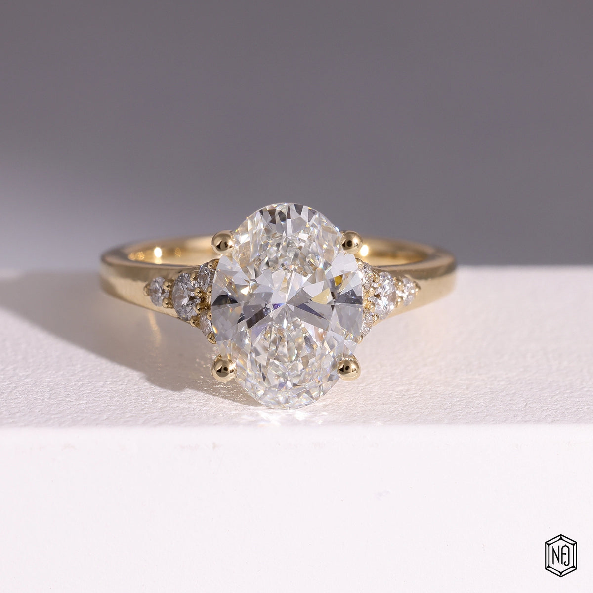 2.33 Carat Oval Cut Lab Grown Diamond Vintage Inspired Heirloom Engagement Ring - Front Top View