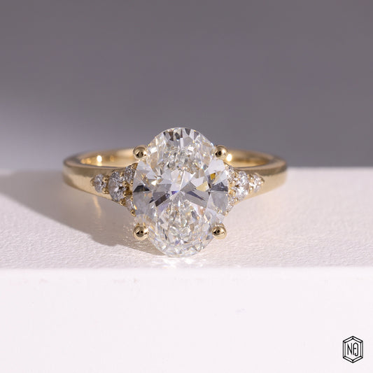 2.33 Carat Oval Cut Lab Grown Diamond Vintage Inspired Heirloom Engagement Ring - Front Top View