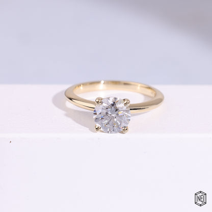 1.19 Carat Round Cut Lab Grown Diamond Classic Solitaire Engagement Ring - Front Top View