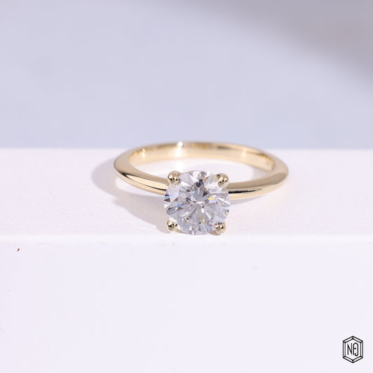 1.19 Carat Round Cut Lab Grown Diamond Classic Solitaire Engagement Ring - Front Top View