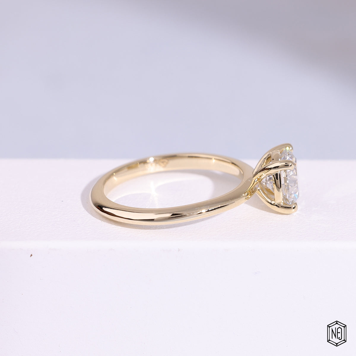1.19 Carat Round Cut Lab Grown Diamond Classic Solitaire Engagement Ring - Side Profile Angle
