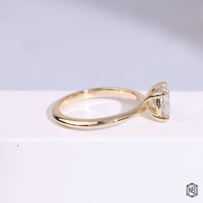 1.19 Carat Round Cut Lab Grown Diamond Classic Solitaire Engagement Ring - Side Profile Angle
