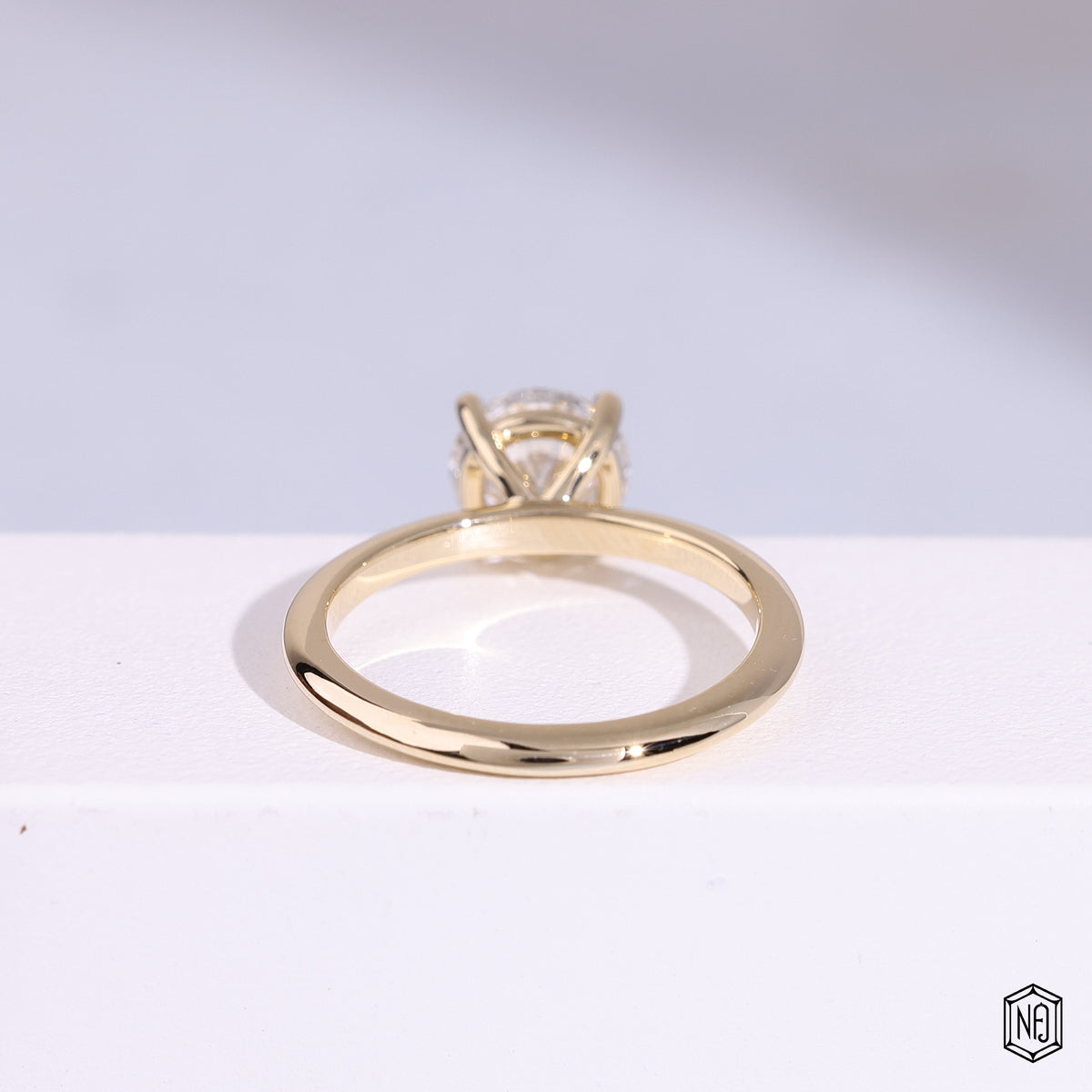 1.19 Carat Round Cut Lab Grown Diamond Classic Solitaire Engagement Ring - Hand View / Detail Angle