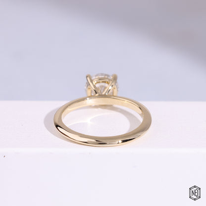 1.19 Carat Round Cut Lab Grown Diamond Classic Solitaire Engagement Ring - Hand View / Detail Angle