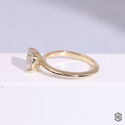 1.19 Carat Round Cut Lab Grown Diamond Classic Solitaire Engagement Ring - Angled Perspective