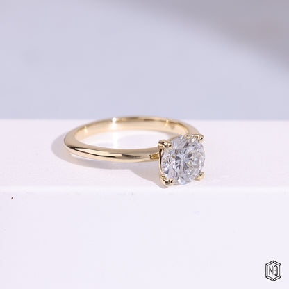 1.19 Carat Round Cut Lab Grown Diamond Classic Solitaire Engagement Ring - Gallery & Prongs Detail