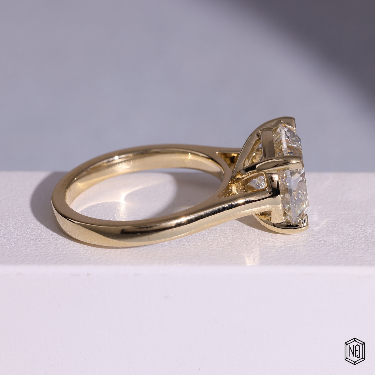 Cushion Cut Lab Grown Diamond Solitaire Engagement Ring with Cathedral Basket