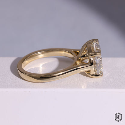 Cushion Cut Lab Grown Diamond Solitaire Engagement Ring with Cathedral Basket