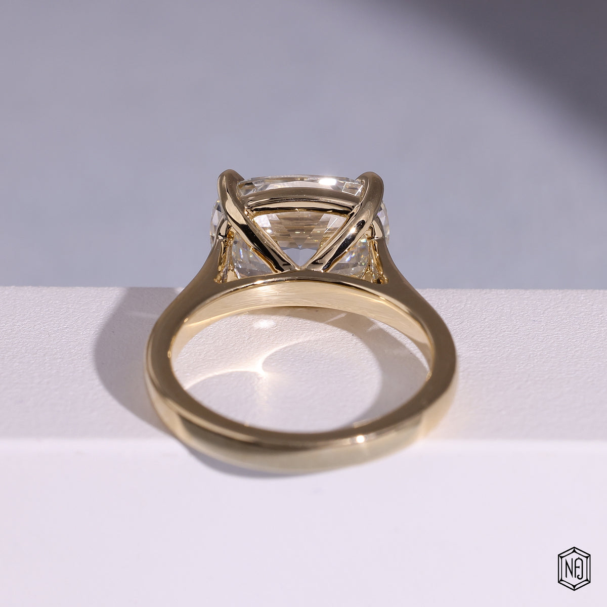 Cushion Cut Lab Grown Diamond Solitaire Engagement Ring with Cathedral Basket