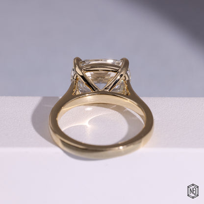 Cushion Cut Lab Grown Diamond Solitaire Engagement Ring with Cathedral Basket