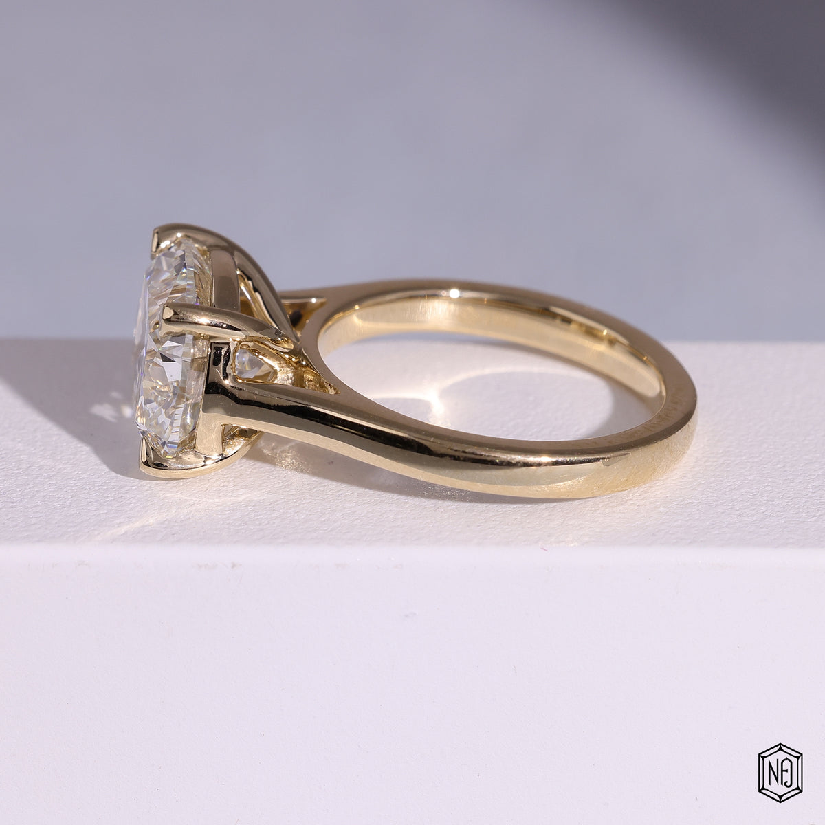 Cushion Cut Lab Grown Diamond Solitaire Engagement Ring with Cathedral Basket