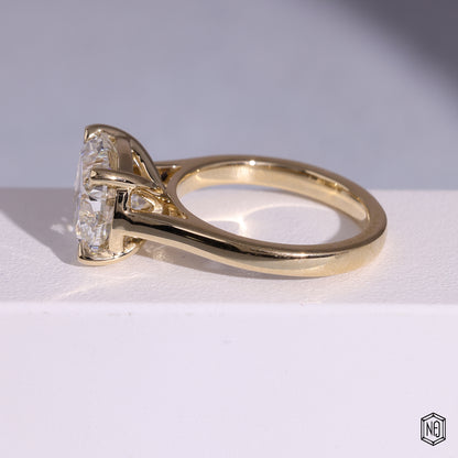 Cushion Cut Lab Grown Diamond Solitaire Engagement Ring with Cathedral Basket
