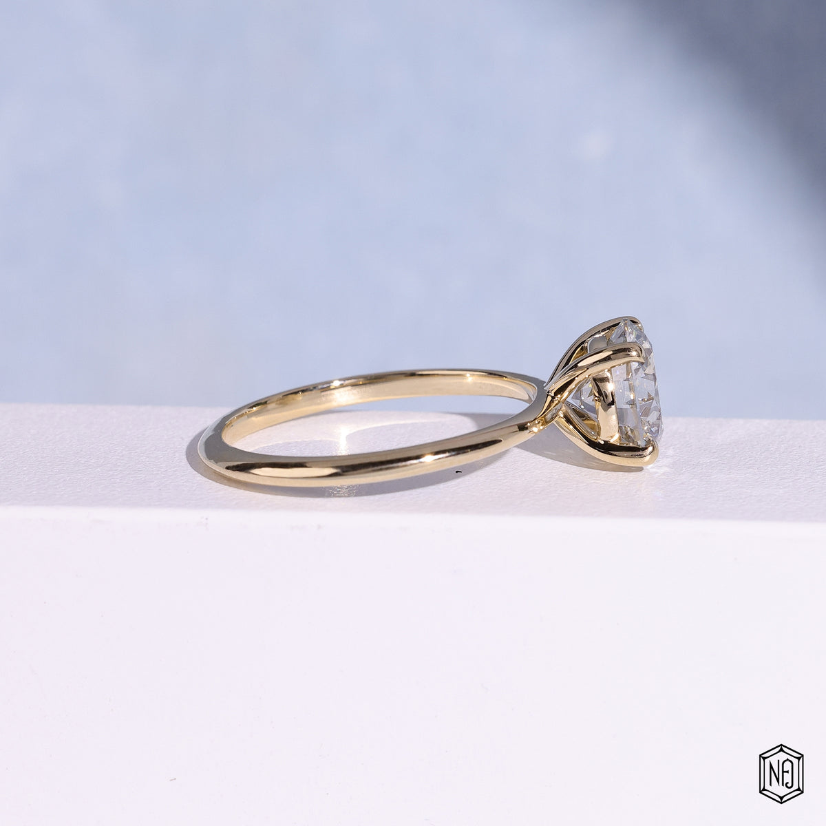 2.96 Carat Round Cut Lab Grown Diamond Classic Solitaire Engagement Ring - Side Profile Angle
