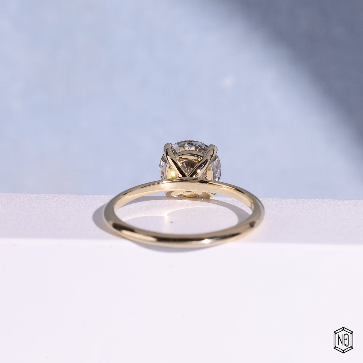 2.96 Carat Round Cut Lab Grown Diamond Classic Solitaire Engagement Ring - Hand View / Detail Angle