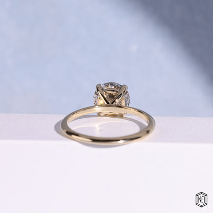 2.96 Carat Round Cut Lab Grown Diamond Classic Solitaire Engagement Ring - Hand View / Detail Angle