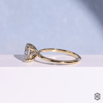 2.96 Carat Round Cut Lab Grown Diamond Classic Solitaire Engagement Ring - Angled Perspective