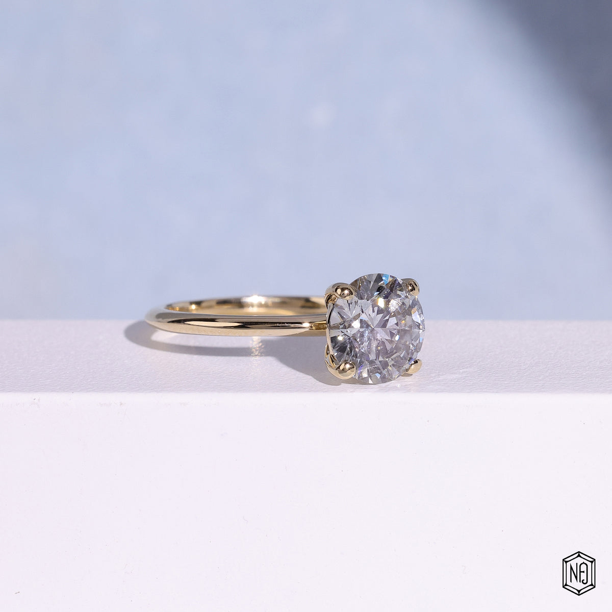2.96 Carat Round Cut Lab Grown Diamond Classic Solitaire Engagement Ring - Gallery & Prongs Detail