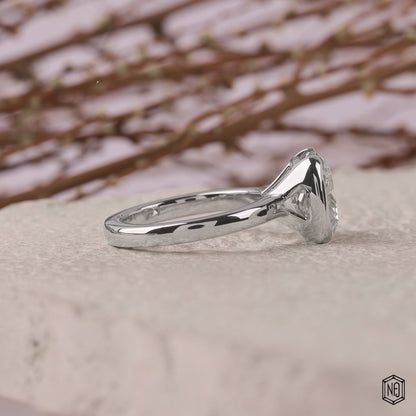 4.26 Carat Cushion Cut Lab Grown Diamond Modern Bezel Engagement Ring - Side Profile Angle
