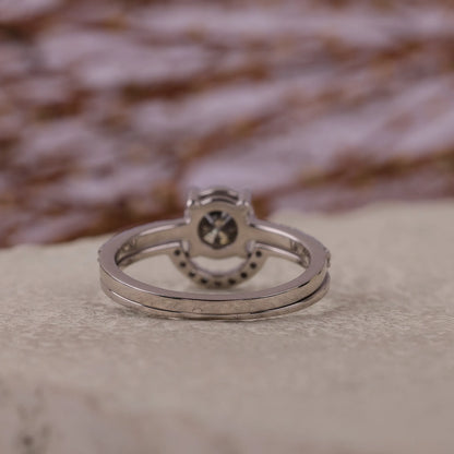 Round Salt and Pepper Diamond Engagement Ring